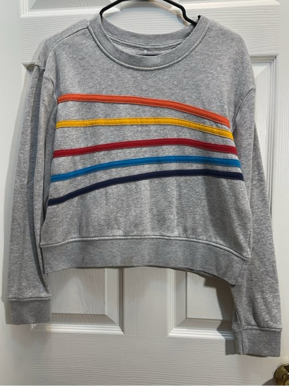 Vanilla Star Grey Sweatshirt with Striped Accent